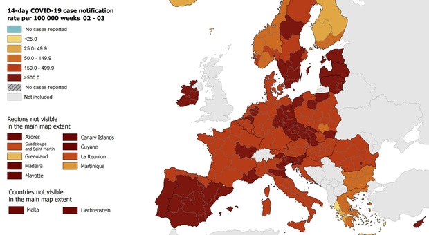 La mappa dei colori in Unione europea