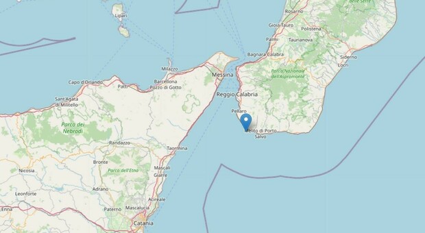Terremoto nello Stretto di Messina: magnitudo 3.0, epicentro al largo di Melito
