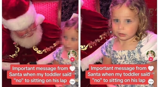 La bimba non vuole sedersi sulle sue ginocchia, la reazione di Babbo Natale è un insegnamento: «Lotta per te stessa»