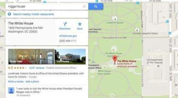 Google Maps accusata di razzismo, offese ad afroamericani portavano alla Casa Bianca