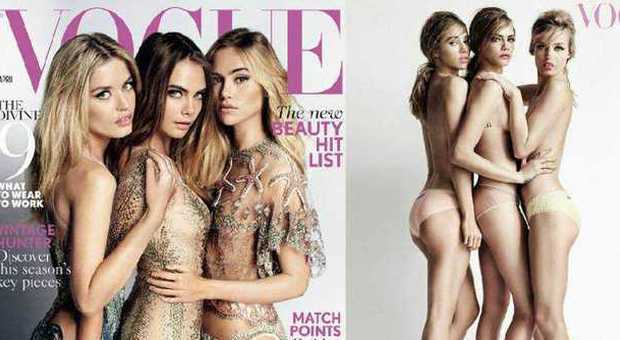 Vogue, le top model in topless nella copertina di Mario Testino