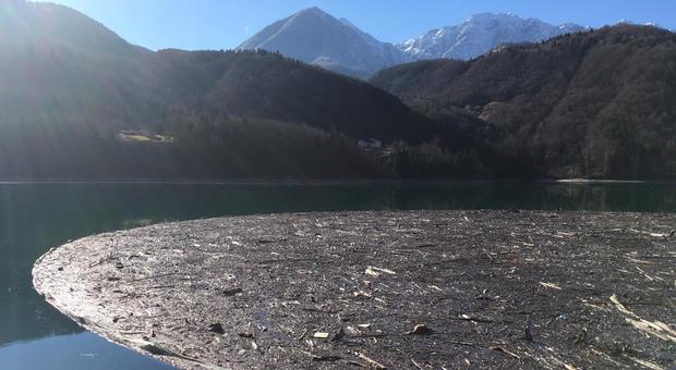 Lago di Barcis dimezzato dalla ghiaia caduta con Vaia: «Irrigazioni a rischio»