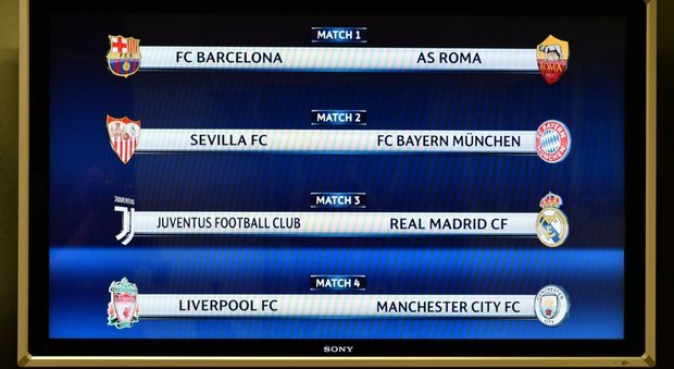 Champions League, nei quarti è Italia-Spagna: Barcellona-Roma e Juventus-Real Madrid