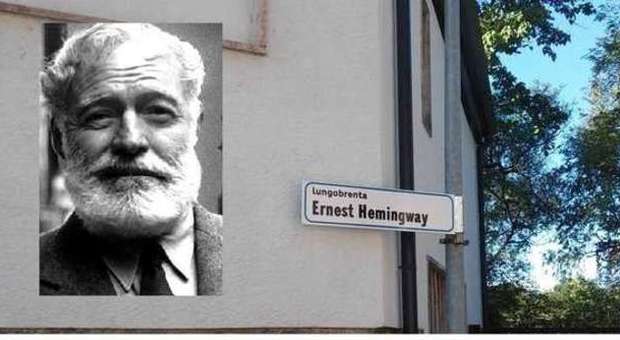 Lungobrenta dedicato a Hemingway che fu a villa Ca' Erizzo nel '15/18