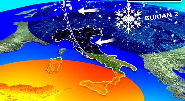 Burian e scirocco, Italia divisa in due: al Nord torna la neve, in Sicilia 28° e assaggi di estate