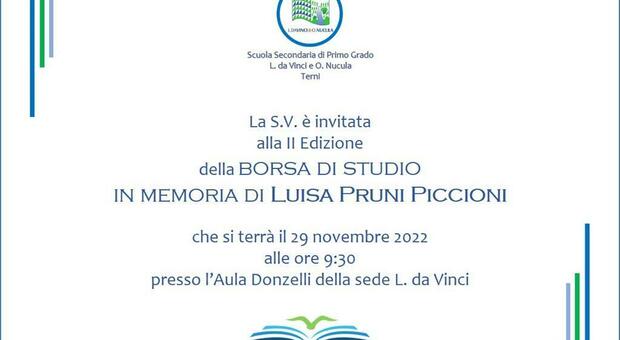 Terni, in memoria di Luisa Pruni la borsa di studio a uno studente della Leonardo Da Vinci