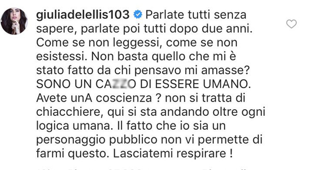 Il commento di Giulia De Lellis su Instagram