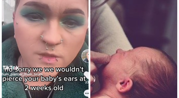 Body piercer rifiuta di bucare le orecchie ad un neonato, ma il papà insiste: «Quando possiamo farlo?». Il video su Tiktok è virale