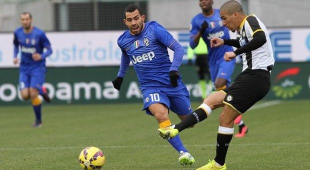 Tevez in campo in Udinese-Juventus