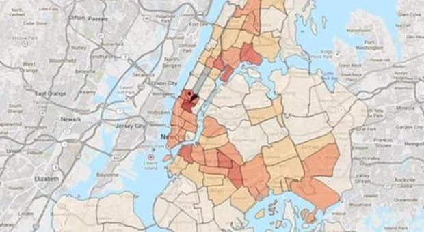 New York, la polizia pubblica la mappa delle zone più pericolose