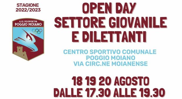 Polisportiva Poggio Moiano, open day per le categorie Giovanissimi, Allievi e Juniores