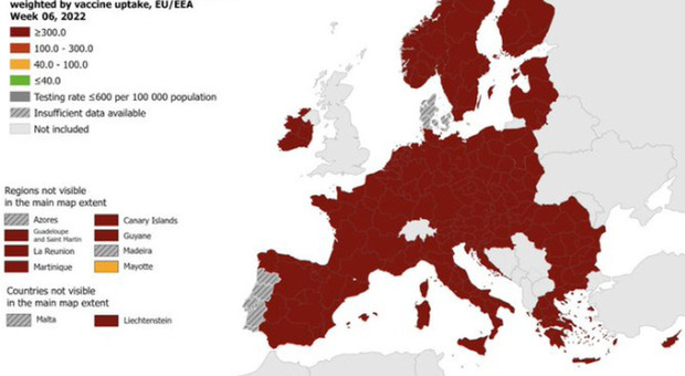 Contagi Covid, mappa Ecdc: l'Europa resta tutta in rosso scuro, livello di rischio ancora al massimo