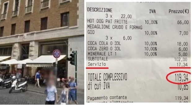 Roma, scontrino choc a una famiglia di turisti: «120 euro per quattro panini»
