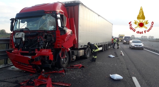 A4. Incidente fra due camion tra Cessalto e San Stino, un ferito
