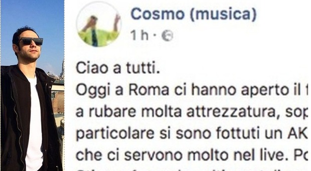 Il cantante Cosmo: «Mi hanno rubato gli strumenti, chiedo aiuto per il Concertone»