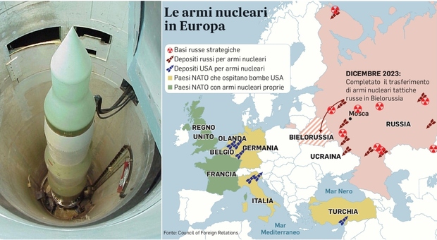 In Europa schierate 100 testate nucleari (e due basi nel nostro Paese). Ma il Cremlino ne ha duemila