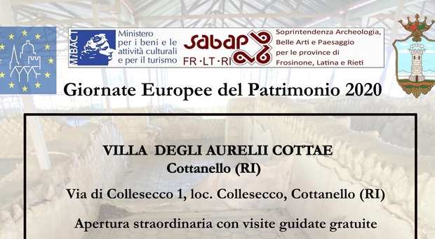 Rieti, Giornate Europee del Patrimonio 2020, nel weekend aperte le Terme di Vespasiano e la Villa degli Aurelii Cottae