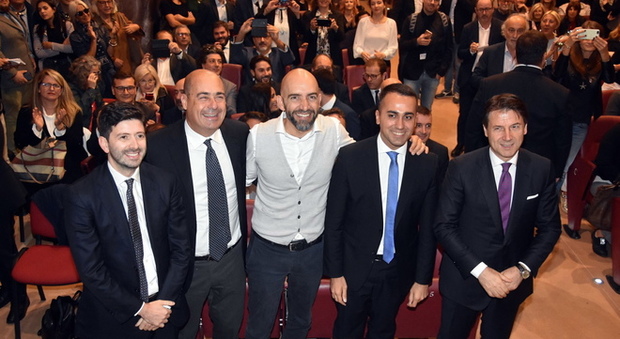 immagine Il premier Giuseppe Conte a Narni con Zingaretti, Di Maio e Speranza