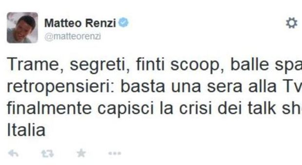 Quirinale, Renzi: «Balle spaziali in tv, ecco la crisi dei talk show»