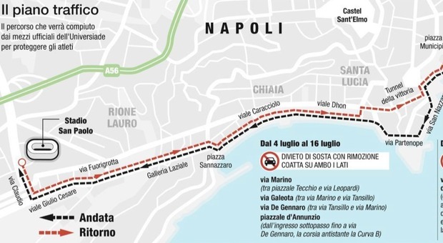 Strade chiuse e divieti, così Napoli cambia volto per le Universiadi