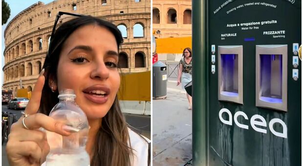 Acqua gratis al Colosseo, l'influencer spagnola impazzisce: «Incredibile, Roma è nel futuro»