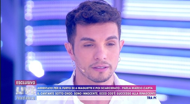 Marco Carta e il furto alla Rinascente, lacrime in tv: «Difficile dimostrare che non sono un pazzo»