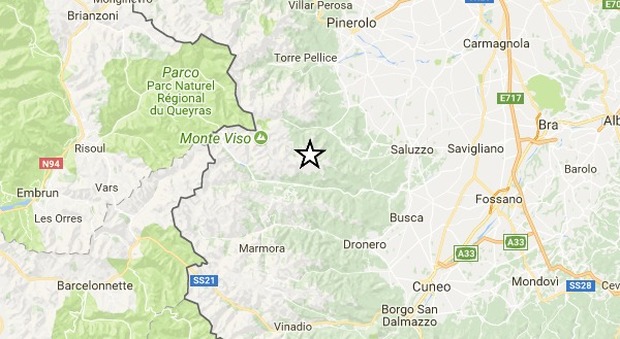 Terremoto vicino a Cuneo, scossa non forte ma avvertita dai residenti