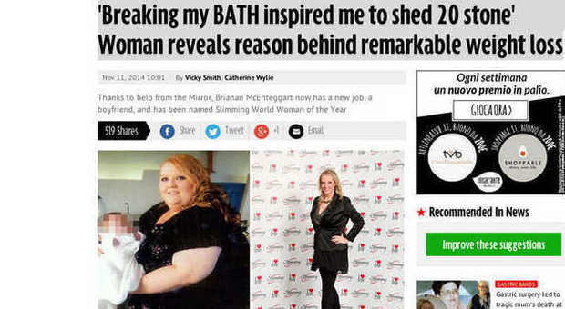 Perde 127 chili dopo aver distrutto la vasca da bagno: "L'umiliazione mi ha salvato la vita"