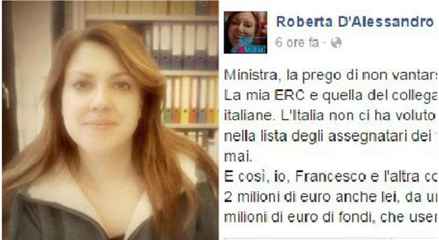 Roberta D'Alessandro su Facebook