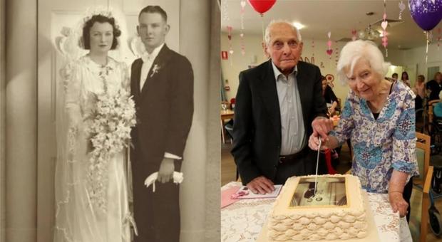 La coppia di ultracentenari festeggia gli 80 anni di matrimonio e anche il Parlamento li omaggia