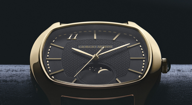 Giorgio Armani 11, un orologio da polso con fase lunare e movimento automatico: così il Maestro detta il ritmo