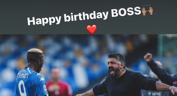 Napoli, Osimhen a Gattuso: «Buon compleanno, boss»