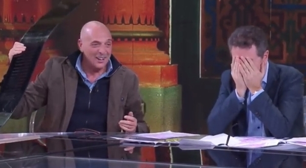 Paolo Brosio e il pugno in diretta che distrugge il tavolo a "Che tempo che fa" Video