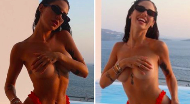 Giulia De Lellis a Mykonos, il topless da urlo: le foto supersexy, «bimba felice» Ma i fan la stroncano tra i commenti