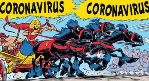 Coronavirus è il personaggio nel fumetto di Asterix che nel 2017 partecipò alla "corsa d'Italia"