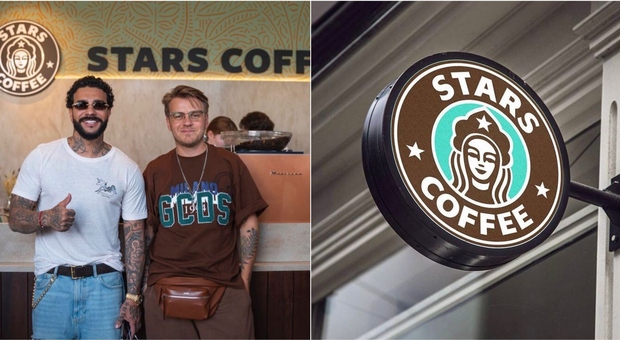 Stars Coffee, il nuovo Starbucks russo riapre grazie al rapper pro-Putin. Il logo è quasi identico