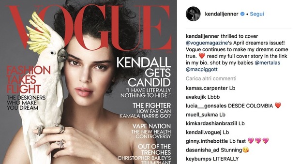 Kendall Jenner si confessa su Vogue: «Non sono gay, ma chi lo sa»