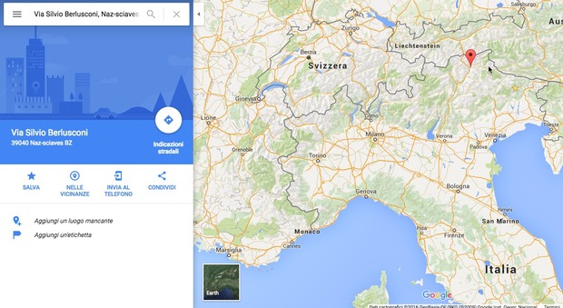 Su Google Maps spunta via Berlusconi: «Ma non esiste»