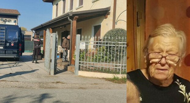 La casa dei due coniugi a Cadoneghe con i carabinieri e la vittima, Natalina Milani