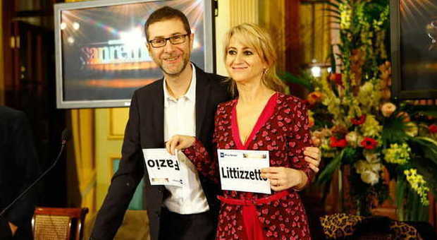 Fabio Fazio e Luciana Littizzetto alla conferenza stampa di presentazione di Sanremo 2014
