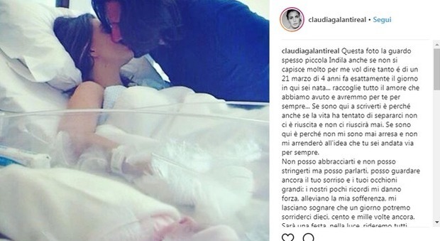 Claudia Galanti, la figlia morta 4 anni fa: "Buon compleanno, non posso abbracciarti ma posso parlarti..."