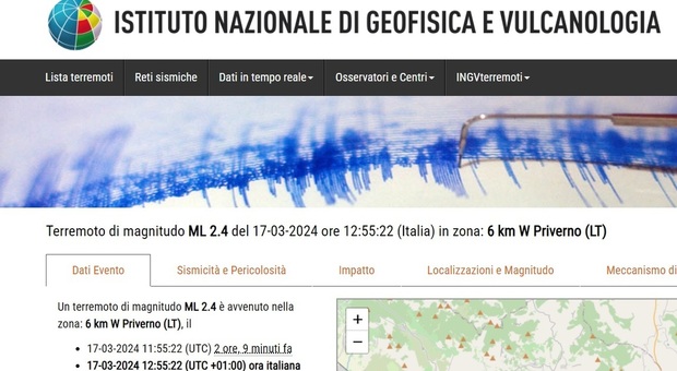 Scossa di terremoto tra Priverno e Sezze poco prima delle 13