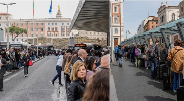 Roma, a Termini va in scena l'assalto ai taxi: centinaia in fila per un'auto che non c'è