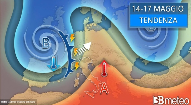 Meteo, nubifragi al Nord e fiammata africana con punte di 37° al Sud: dalla settimana prossima l'Italia si spacca
