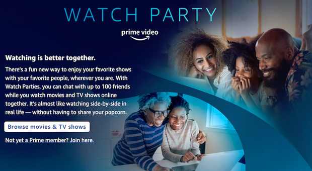 Amazon, serie tv e film da vedere a distanza; ecco la funzione Watch Party