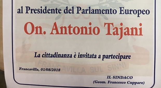 Antonio Tajani, cittadinanza onoraria dal Comune di Francavilla in Sinni