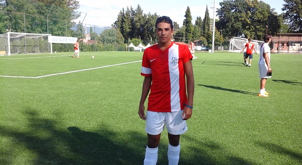 Stefano Grizzi (Valle del Tevere) che ieri ha segnato il primo gol della Rappresentativa Juniores del Lazio al Torneo delle Regioni