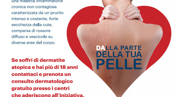 Dermatite atopica, torna la campagna "Dalla parte della tua pelle": consulti dermatologici gratuiti a Roma