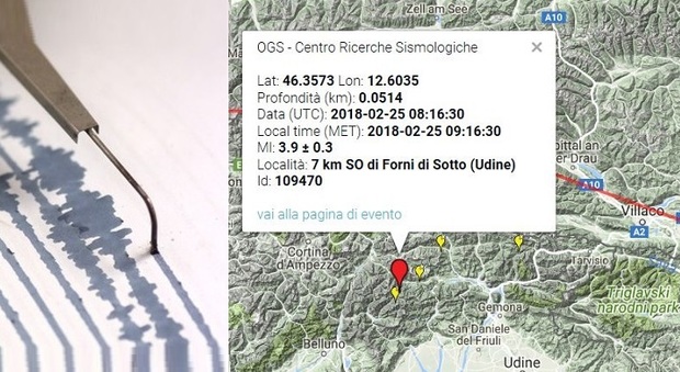 La pagina del Centro ricerche sismologiche di Udine