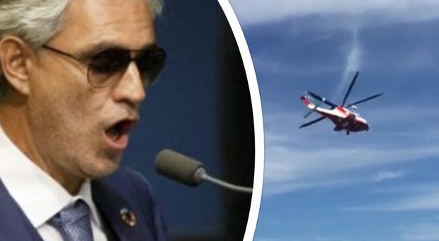 Andrea Bocelli, atterraggio d'emergenza in elicottero verso Milano